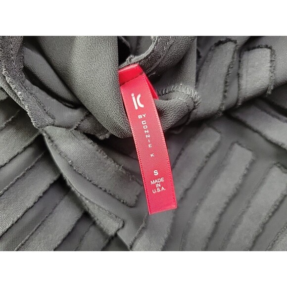 IC Connie K Black Asymmetrical Textured Chiffon Stripe Blouse Flutter Sleeve - S - Picture 7 of 10